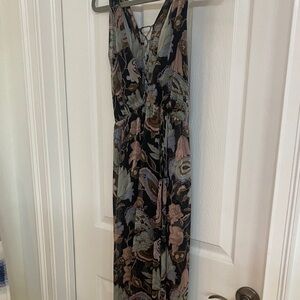 Floral Maxi Dress in Black and Pink